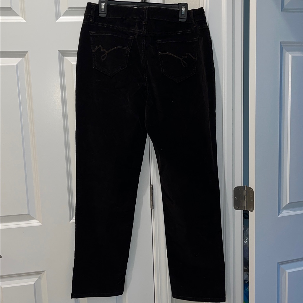 Bandolino Mandie Size 14 Dark Brown Stretchy Straight Cords Corduroys Pants Euc